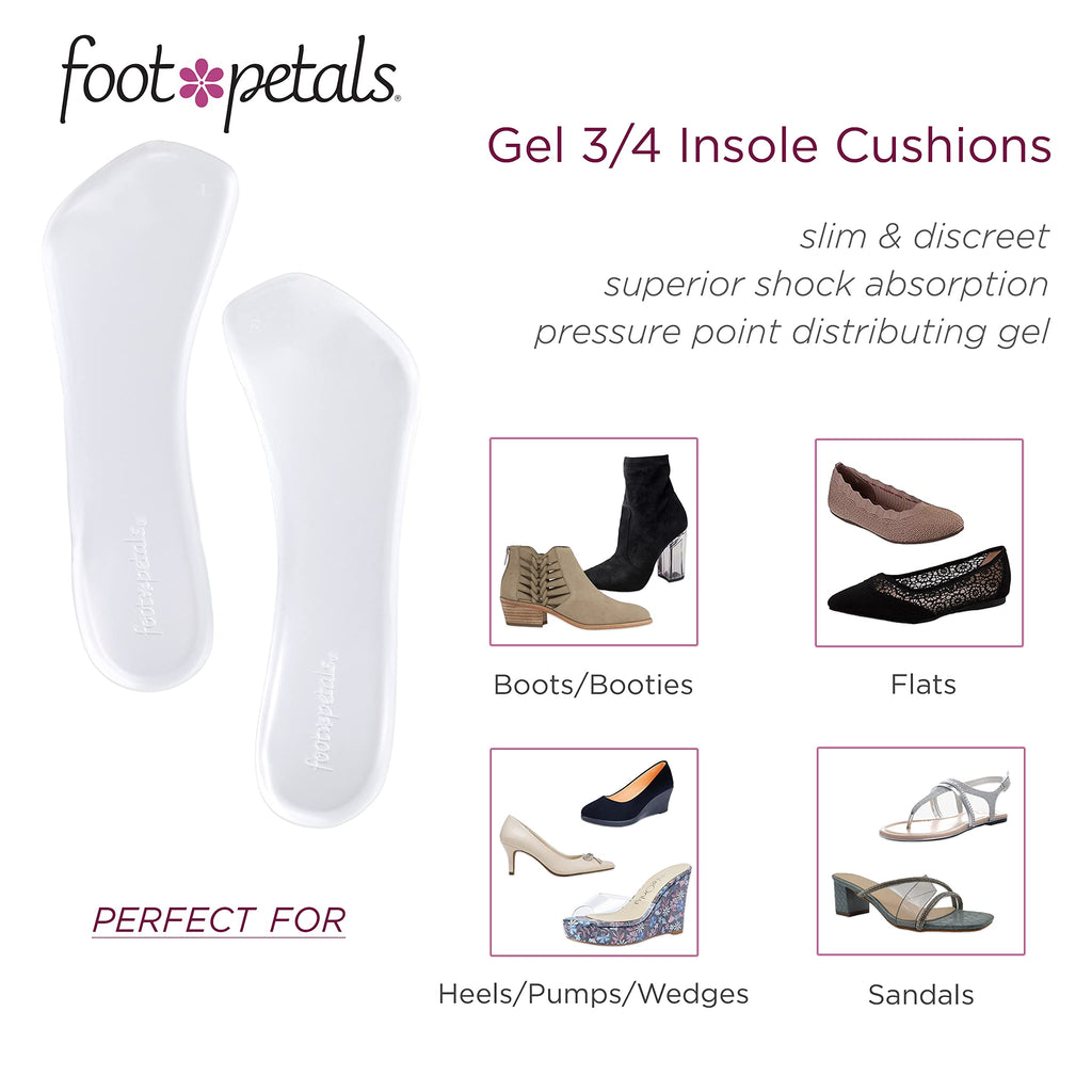 Foot Petals 3/4 Insole Cushions, Prevent Feet From Sliding Forward, Callus Prevention, Womens Heels, Wedges, Sandals, 1 pair, G