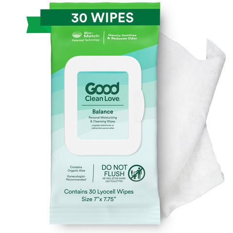Good Clean Love Balance pH-Balanced Feminine Wipes, Supports Vaginal Health Naturally & Reduces Odor, Non-Irritating Moisturizin