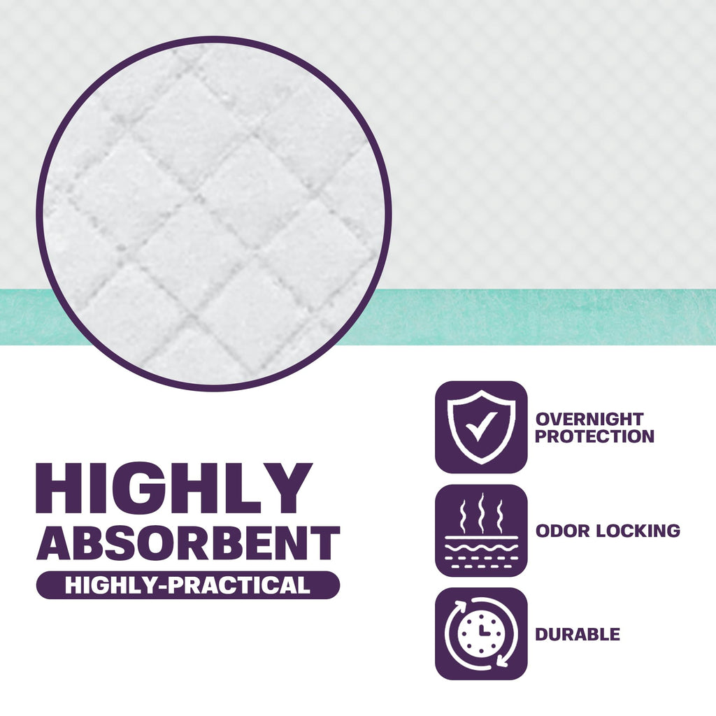 PureNexus Health Disposable Bed Pads for Adults 17 x 24 (100 Count) - Super Absorbent and Waterproof - Incontinence Bed Pads, Ch