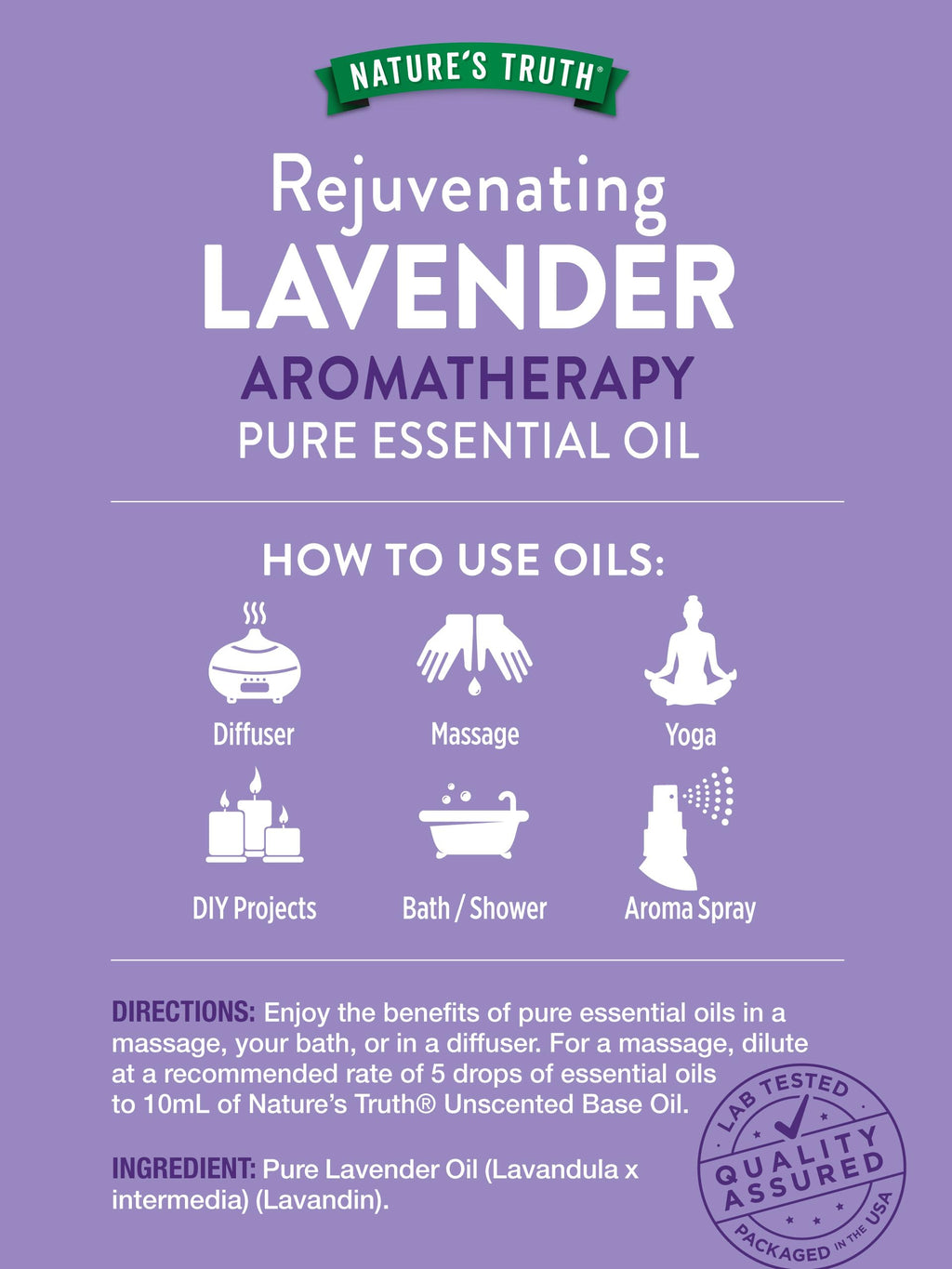 Natures Truth Aromatherapy Pure Essential Oil, Lavender, 0.51 Fluid Ounce