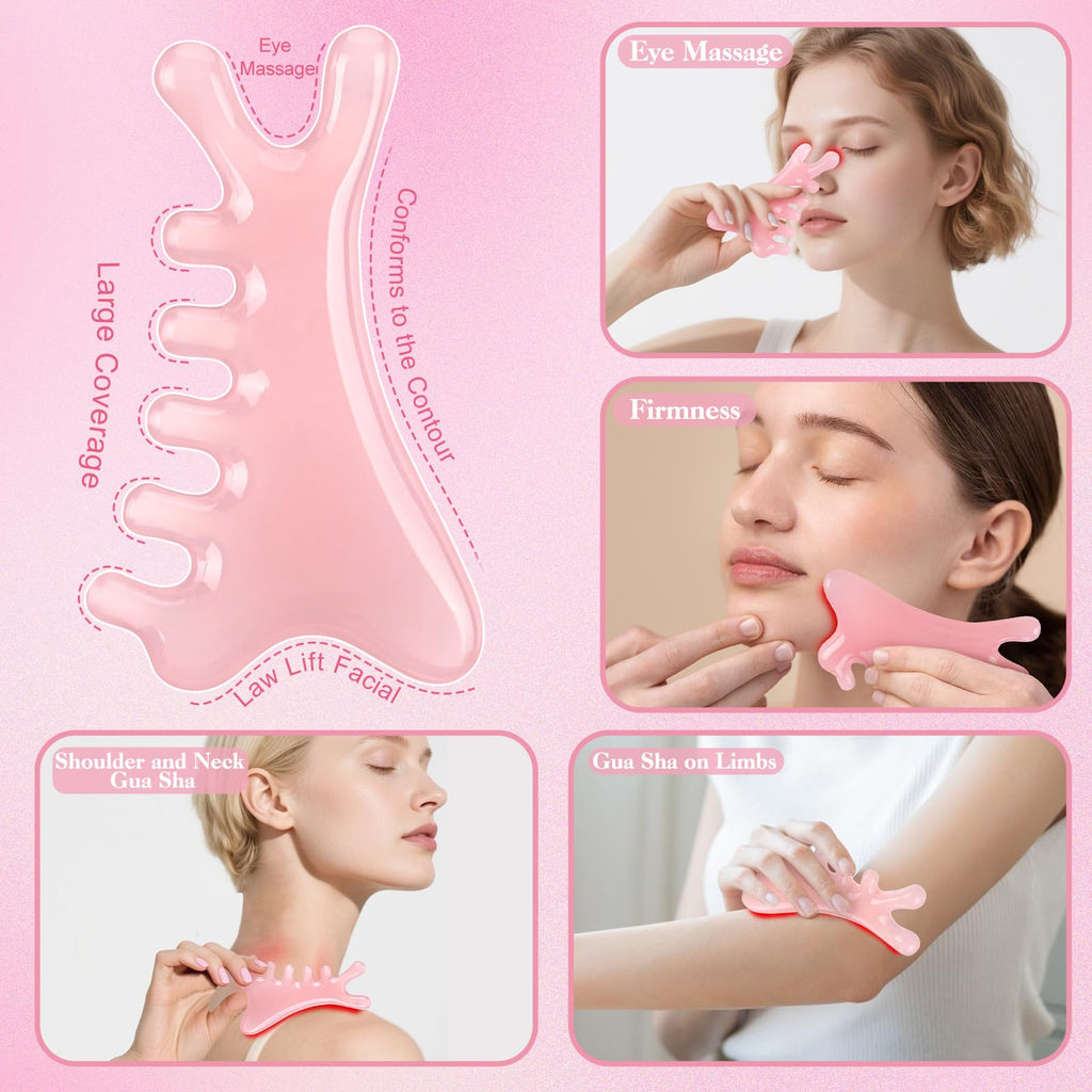 ProSuites 3Pcs Scalp Massage Tool for Head Massager Tool Pink Resin Gua Sha Comb for Relaxation Christmas,Stocking Stuffs