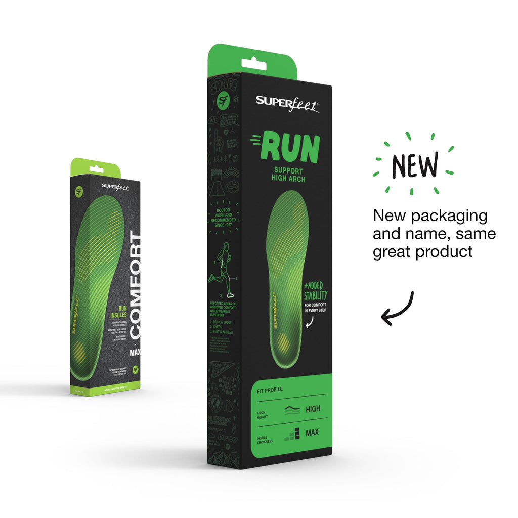 Superfeet Run Support High Arch Insoles - High Arch Support - Trim-to-Fit Carbon Fiber Orthotic Shoe Inserts for Running Shoes -