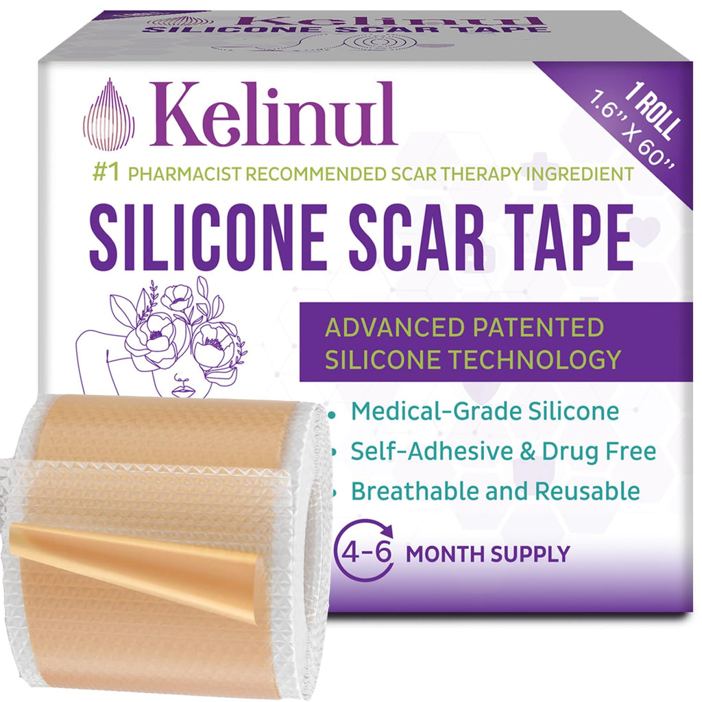 Silicone Scar Sheets(1.6'' x 60''Roll-1.5M) - Soft Silicone Gel Scar Tape Painless Silicone Tape Roll - Reusable, Medical Grade 