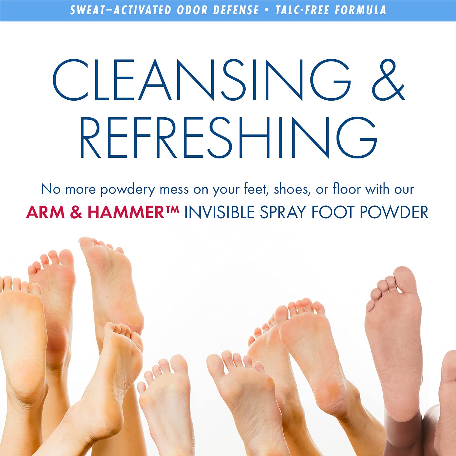 Arm & Hammer Invisible Foot Powder Spray, Clear Talc-Free Foot Odor & Sweat Control, Foot Spray Odor Eliminator Spray, Foot Odor