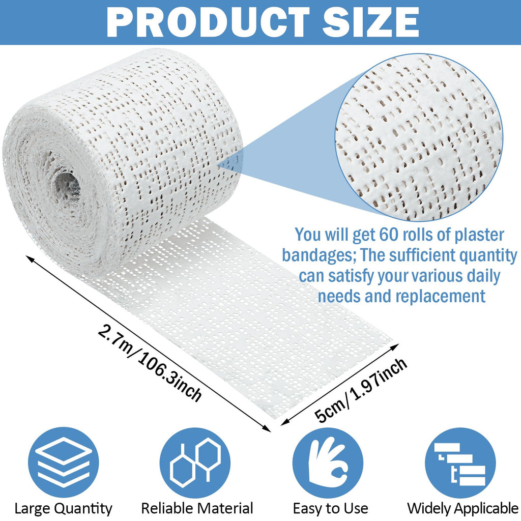Treela Plaster Cloth Rolls Gauze Bandages Rolls Strips for Belly Casts, Scenery Molds, Mask Making, Art Projects, Body Casts, Cr