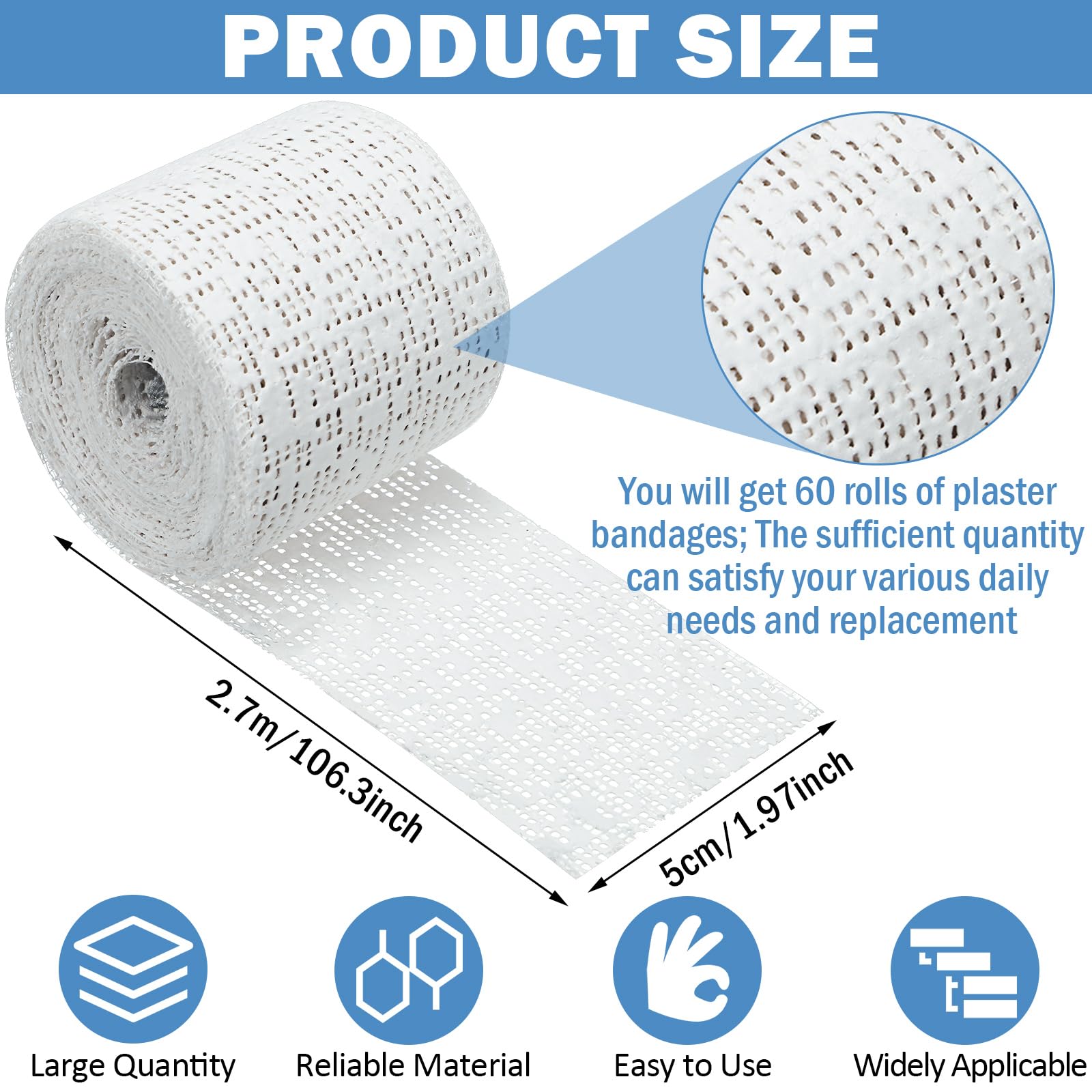 Treela Plaster Cloth Rolls Gauze Bandages Rolls Strips for Belly Casts, Scenery Molds, Mask Making, Art Projects, Body Casts, Cr
