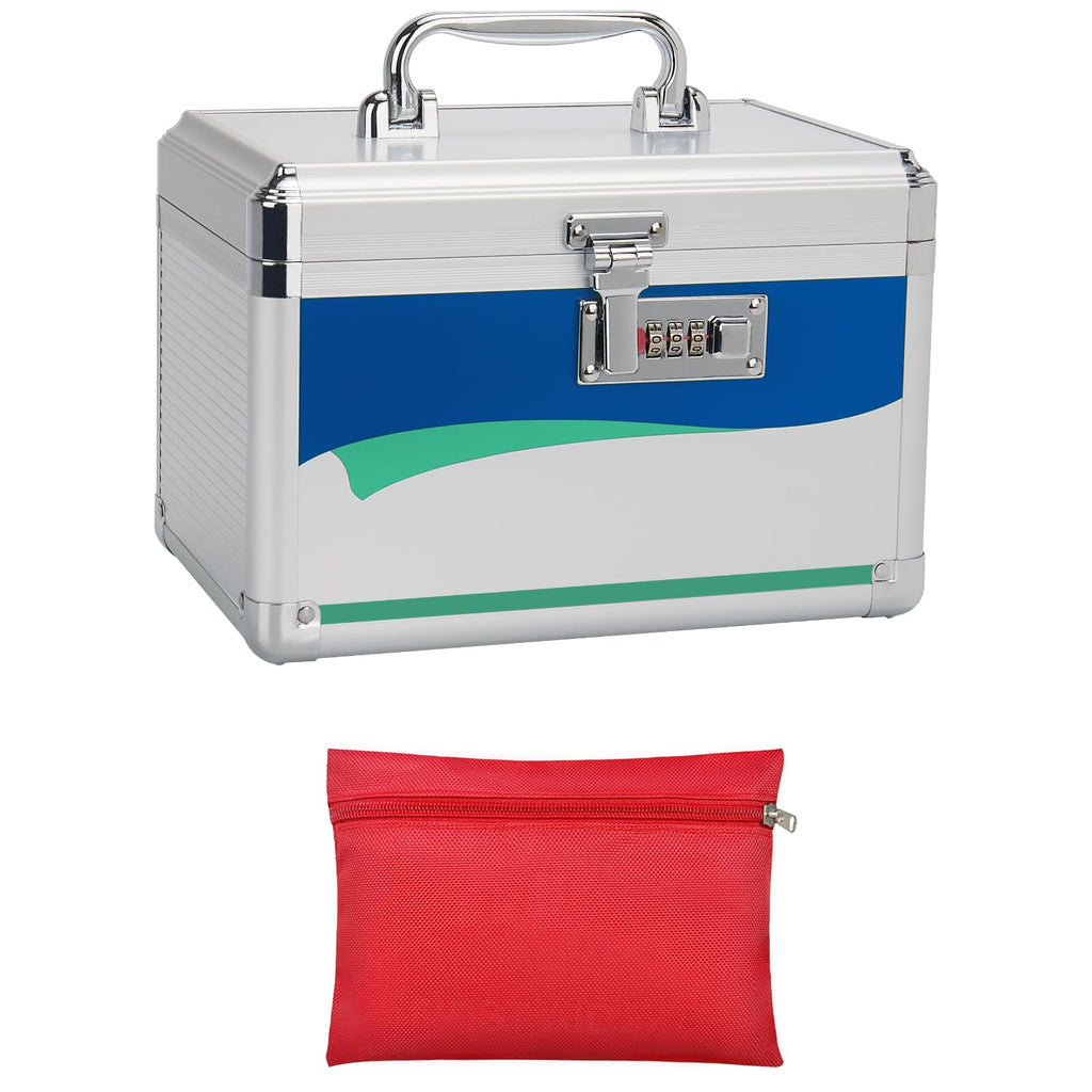 LOCKCURX Medication Lock Box - Childproof Medicine Box with Combination Lock, Medical Storage Box with Tray, Travel First Aid Bo
