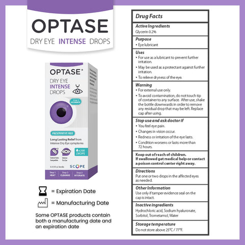Optase Dry Eye Intense Drops - Preservative Free Eye Drops for Long Lasting Relief - Artificial Tears to Relieve Severe Dry Eye 