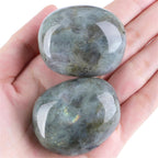 YATOJUZI 1.6''-2'' White Labradorite Natural Crystals and Healing Stones Worry Stones Polished Rocks White Gemstones Palm Stone 