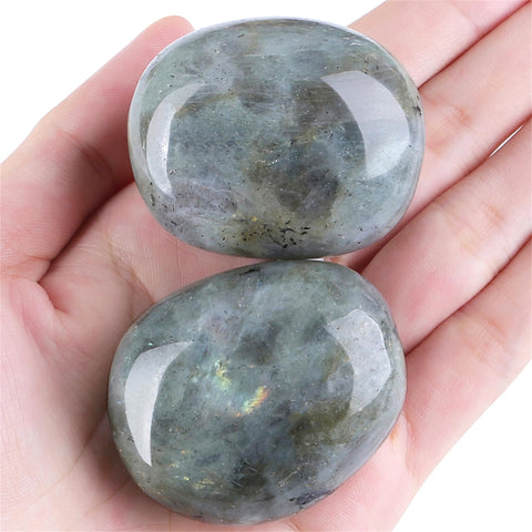 YATOJUZI 1.6''-2'' White Labradorite Natural Crystals and Healing Stones Worry Stones Polished Rocks White Gemstones Palm Stone 