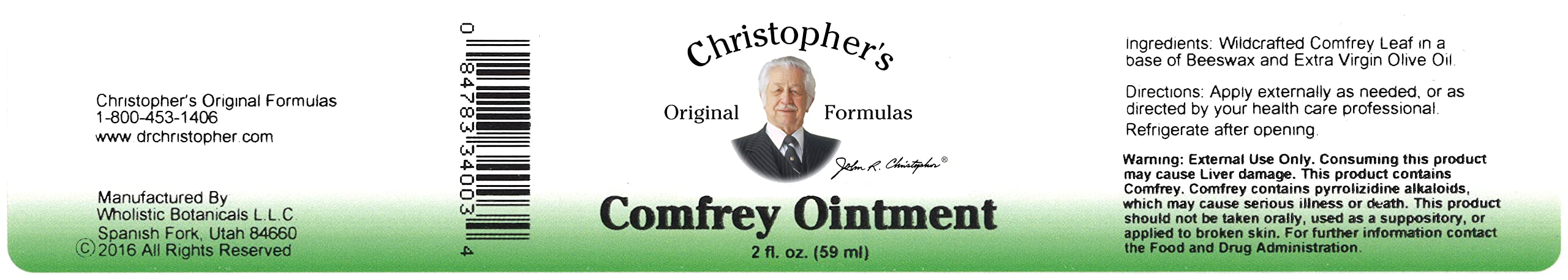 Christophers Original Formulas Comfrey Ointment, 2 Ounce - Herbal Ointment with Organic Comfrey Leaf in a Natural Beeswax and O
