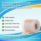 Medical Grade Silicone Scar Tape for Surgical Scars (1.6'' x 120'' - 3M) Professional Silicone Scar Sheets Scar Treatment for Fa
