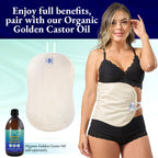 QUEEN OF THE THRONES Castor Oil Pack for Liver (compress) - Heatless, Less-Mess, Reusable - Organic Cotton Flannel, Comfort Fit,