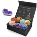 Chakra Stones Set with Crystal Cluster, (2-2.5 inch) Large Crystals and Healing Stones - Real Raw Healing Crystals and Stones Po