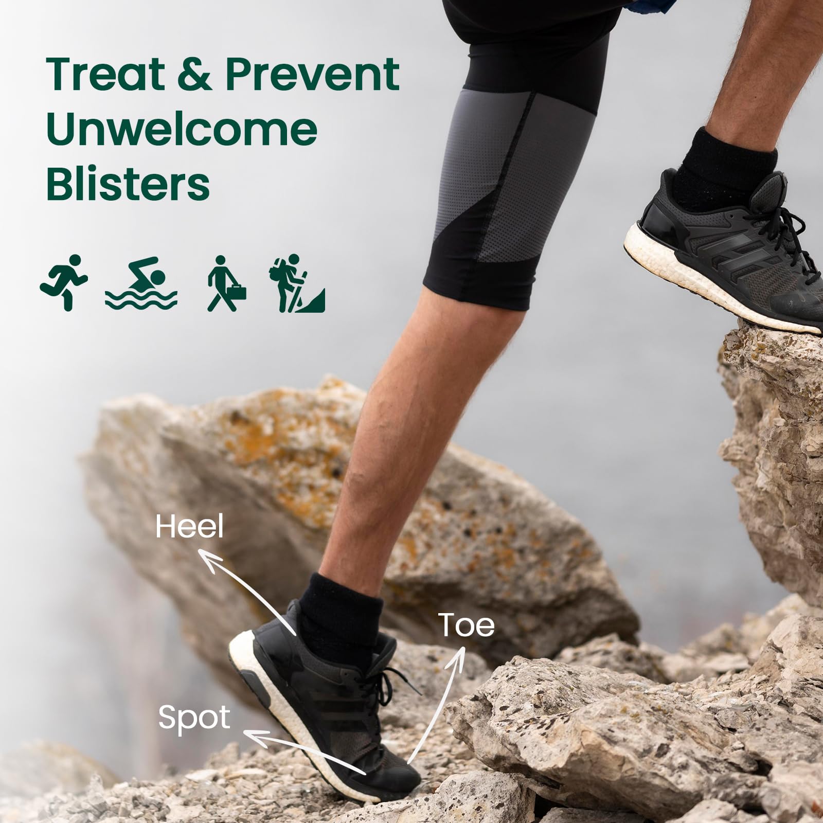 Gel Blister Bandages Hydrocolloid Bandages - Welnove 21ct Blister Cushions - Blister Bandages for Heel, Toe & Foot - Blister Pad
