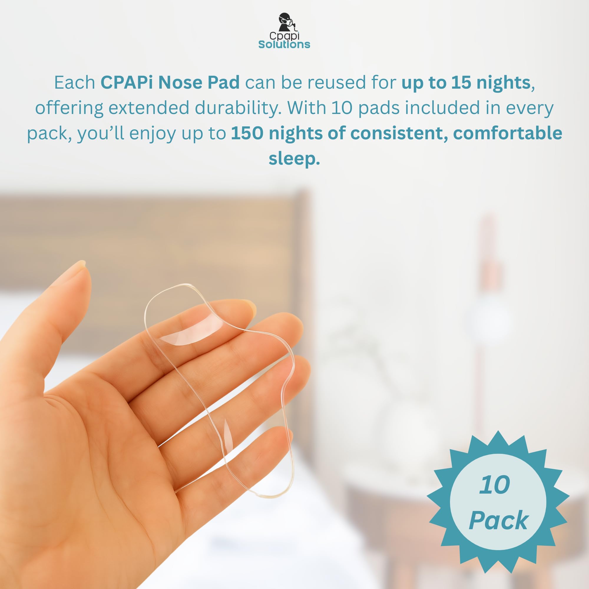CPAPi Solutions CPAP Gel Nose Pads 10 Pack by CPAPi Solutions - Soft Cushion for CPAP Mask Comfort - Helps Prevent Irritation, R