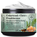 Cedarwood + Clove + Frankincense Woodland Blend Lotion 4 oz - enriched with Ceramide 1, 3, and 6II - a grounding body therapy cr