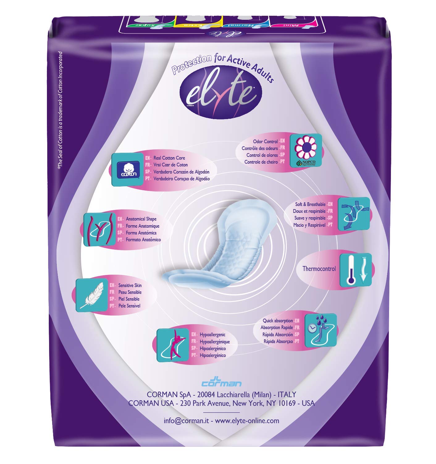 Organyc Elyte Light Inco Pads Extra, White, 20 Count