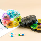 CNMUCI 7 Day Pill Case for Medication, Vitamins, Fish Oils, Supplements, Travel Pill Box (Glitter Clear)