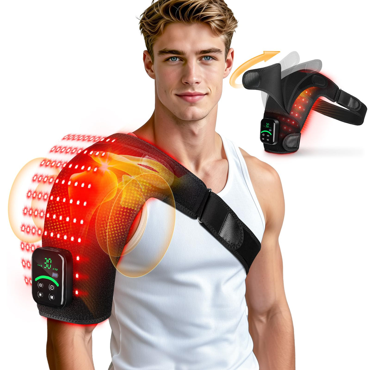 100 LEDs Red Light Therapy for Shoulder with Heat & Massage