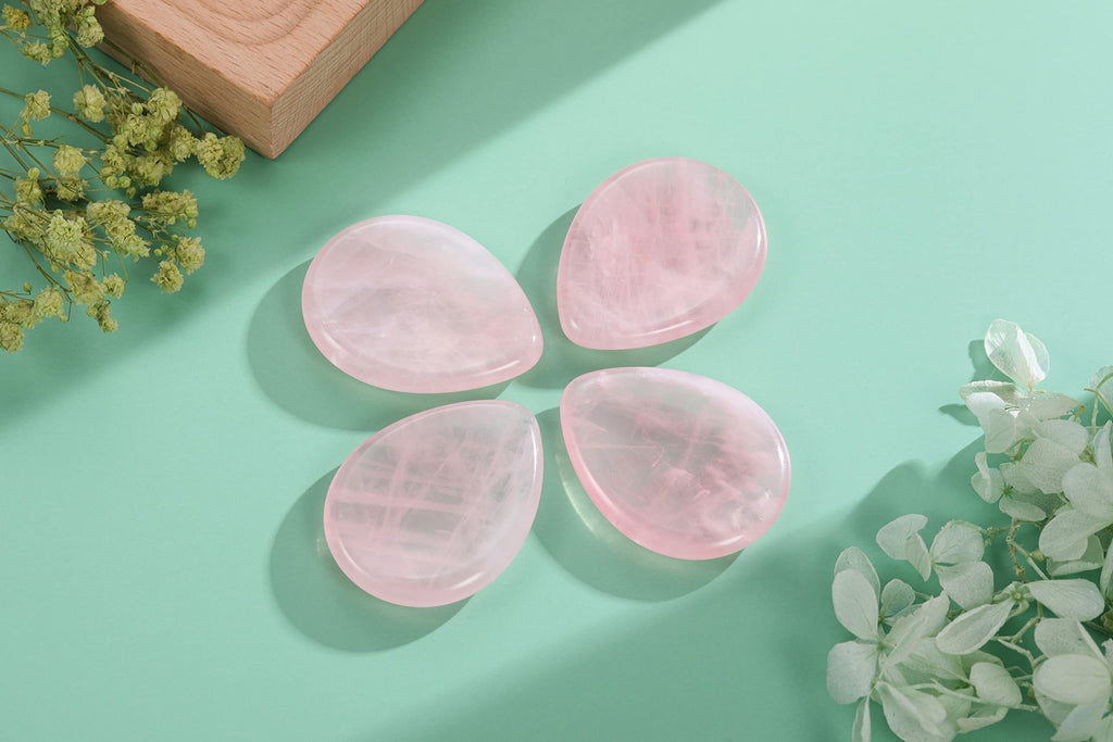 CrystalTears Rose Quartz Crystal Worry Stone Thumble Polished Healing Crystals Pocket Palm Stone Thumb Worry Stones for Anxiety