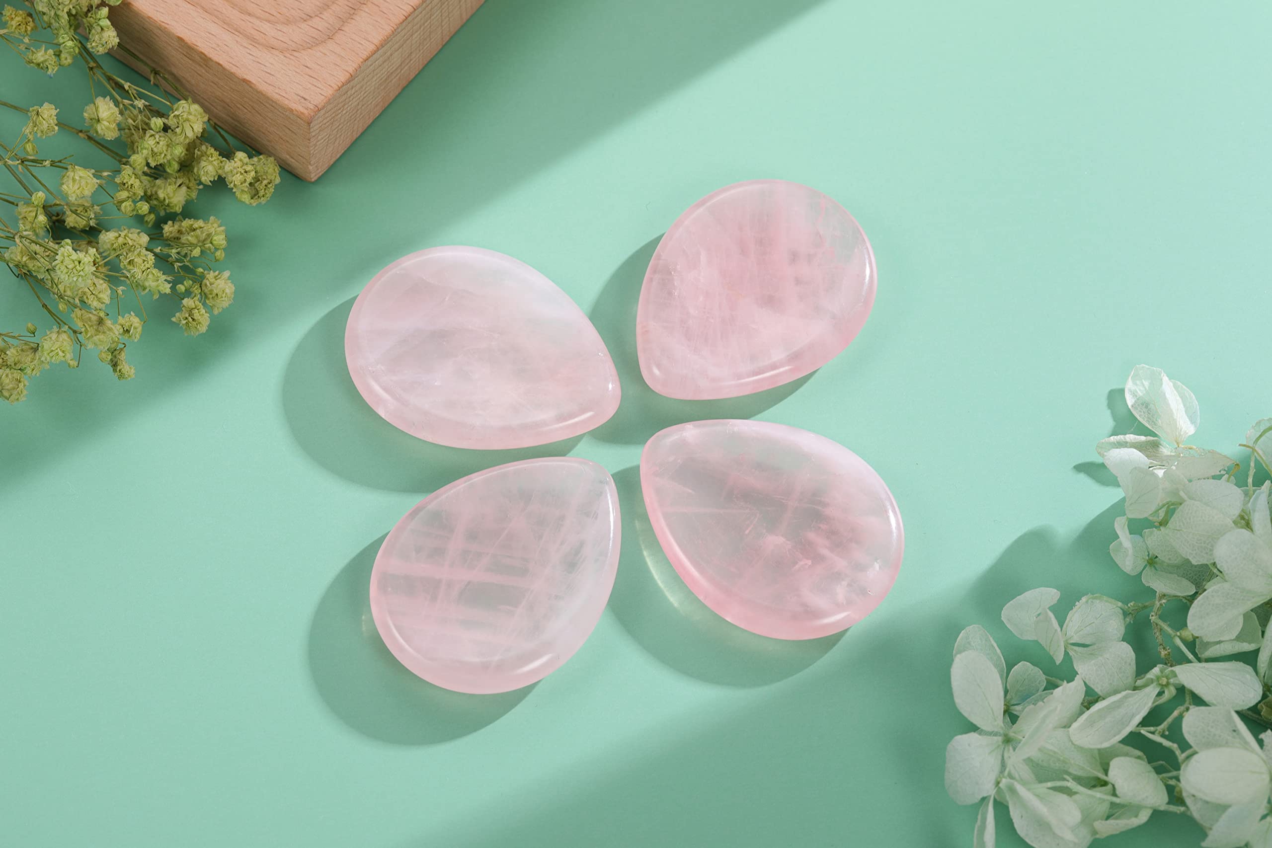 CrystalTears Rose Quartz Crystal Worry Stone Thumble Polished Healing Crystals Pocket Palm Stone Thumb Worry Stones for Anxiety