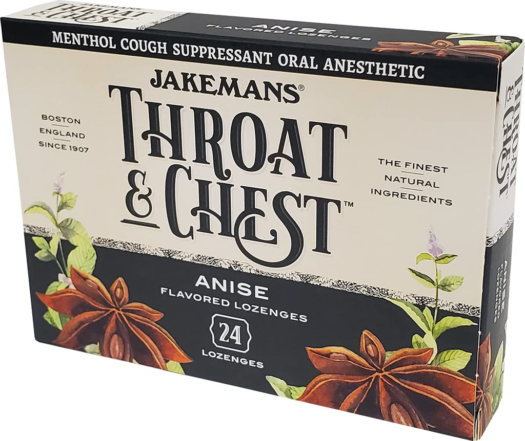 Jakemans Anise Throat & Chest Lozenges Cough Drops - Cough, Sore Throat and Seasonal Distress Soothing Relief - Liquid Drop Shap