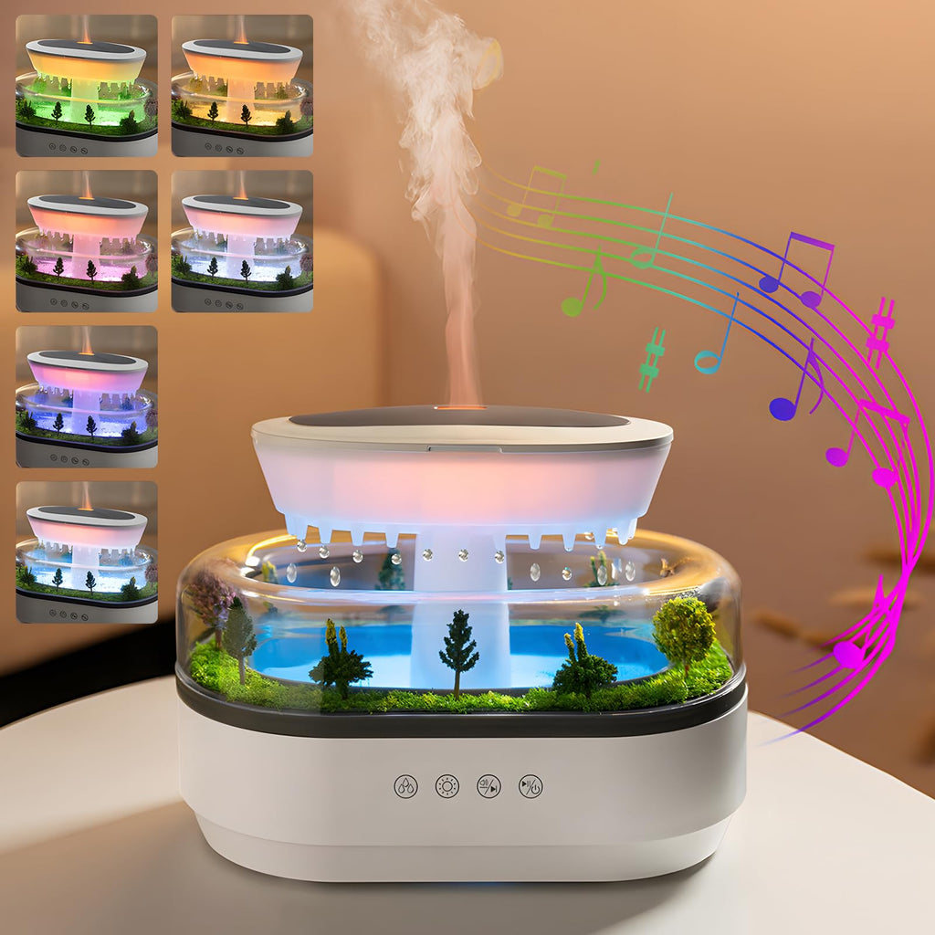 Holwim Essential Oil Flame Diffuser 250ml Cloud Rain Humidifier Water ...