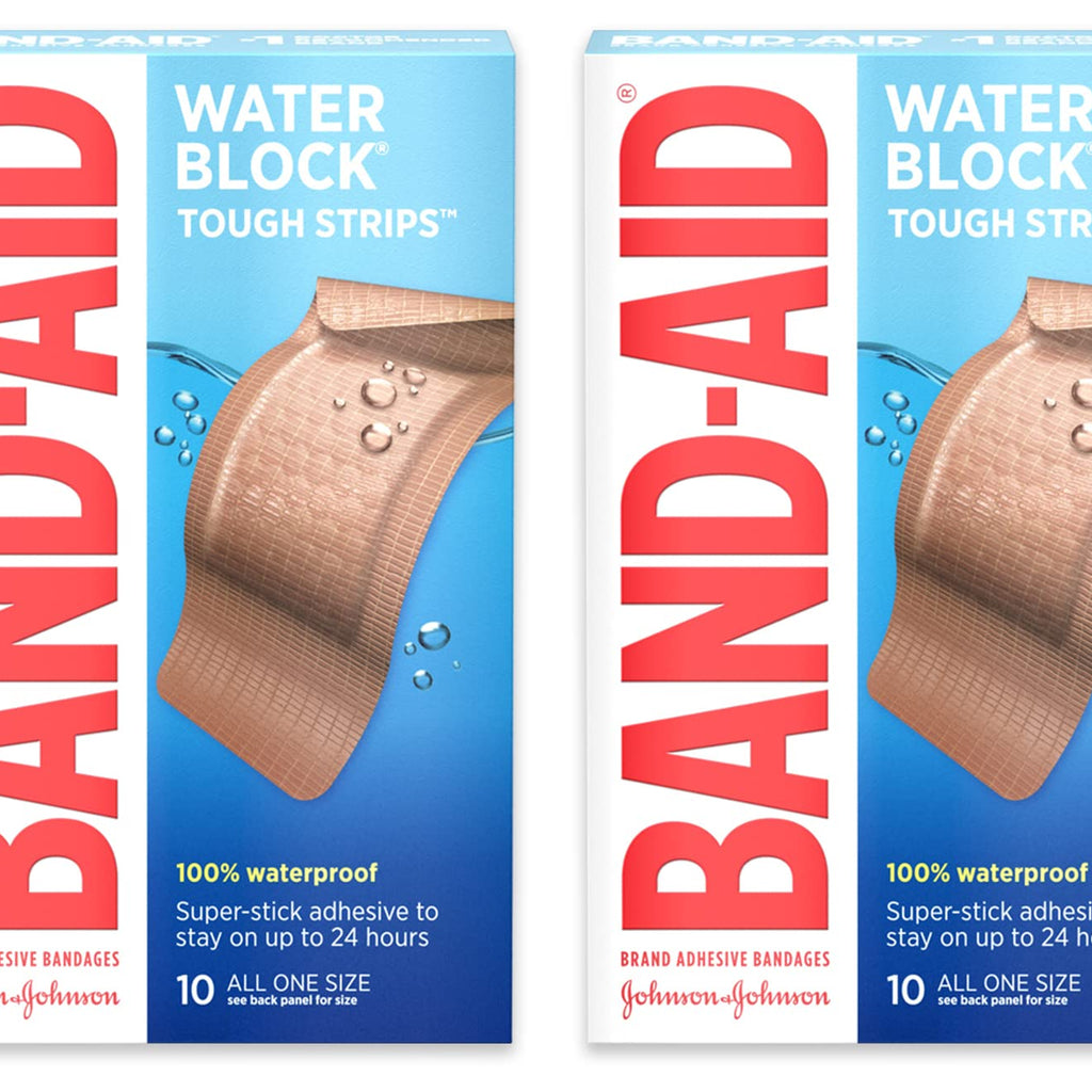Band-Aid Brand Adhesive Bandages, Extra Large Tough Strips, Waterproof, 10 Count (Pack of 2)