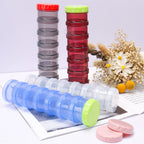 7 Day Pill Organizer Case Stackable Weekly Supplements Vitamins Pills Holder Dispenser Large Transparent Pink with Label and Ext