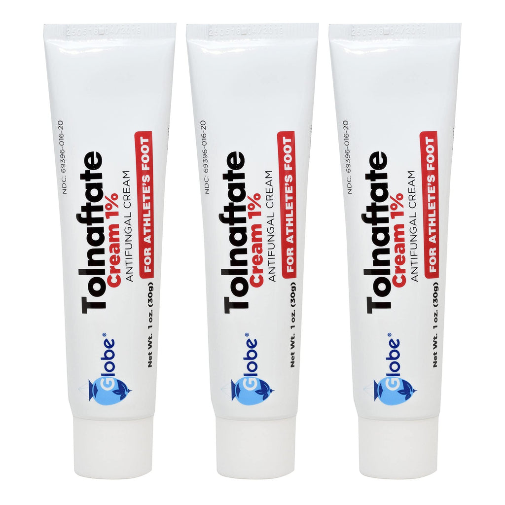 Globe Tolnaftate 1%, 1 Oz Antifungal Treatment, Proven Clinically Effective on Most Athletes Foot and Ringworm (3 Pack)