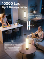OYADISIIOP Light Therapy Lamp 10,000 Lux Happy Therapy Light with Remote, 2-in-1 Pedestal to Tabletop Lighting, Full Spectrum Da
