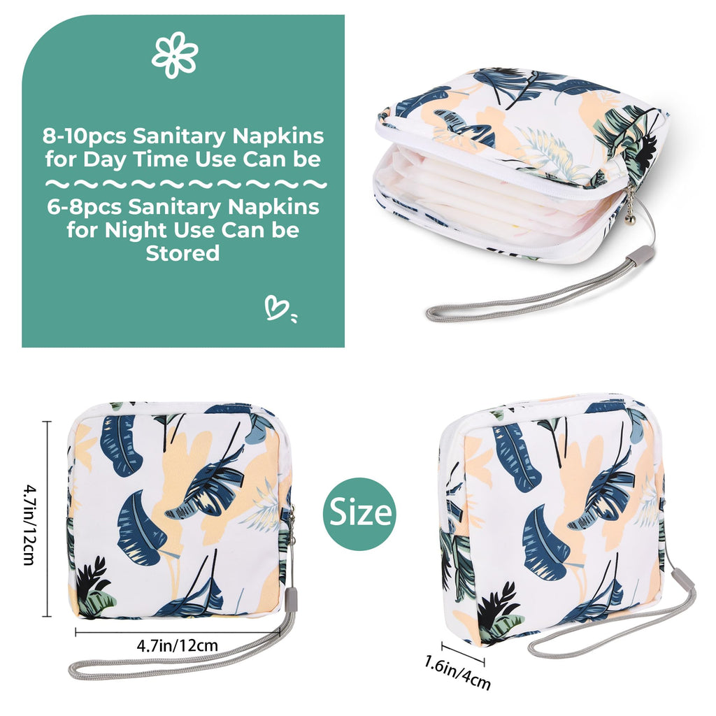 APLZGMG 4Pcs Portable Sanitary Napkin Storage Bag Reusable Period Pad Pouch Mini Menstrual Pad Zipper Bag with Lanyards First Pe