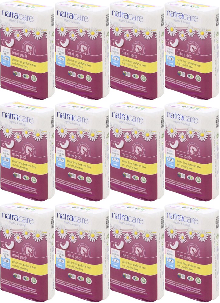 Natracare Maxi Pads Super with Organic Cotton Cover 12 ea (Pack of 12)