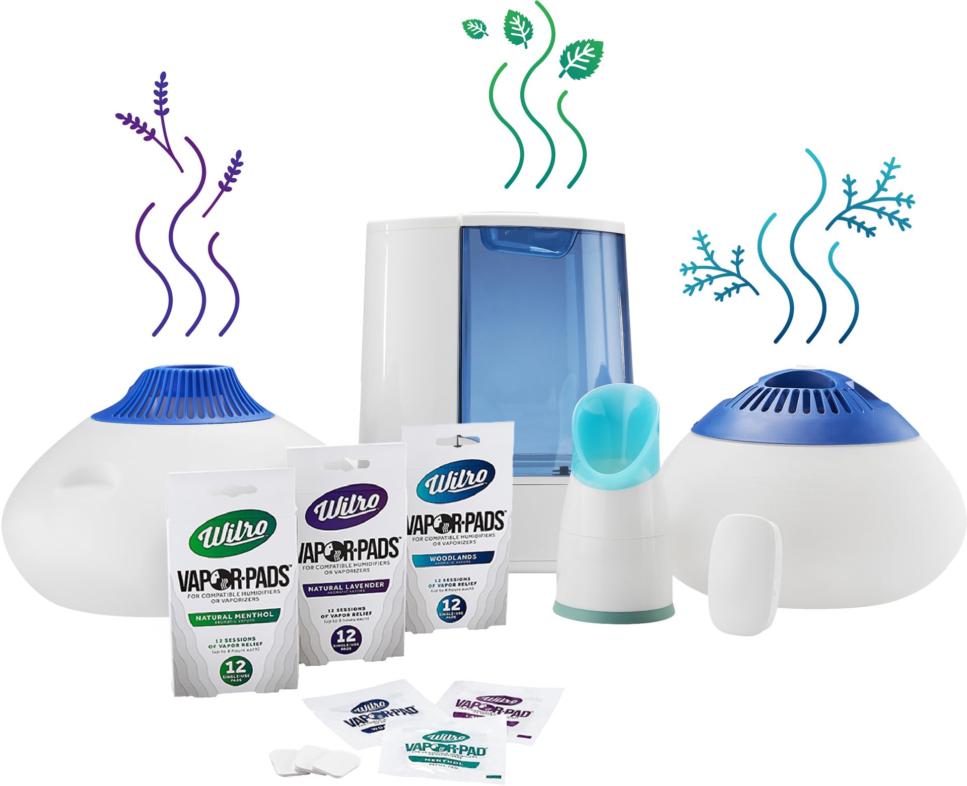 Wilro Sample 12-Pack Vapor Pads, 6 Menthol, 6 Lavender Refill Pads for Humidifiers, Vaporizers and Waterless Plug-Ins, Made in T