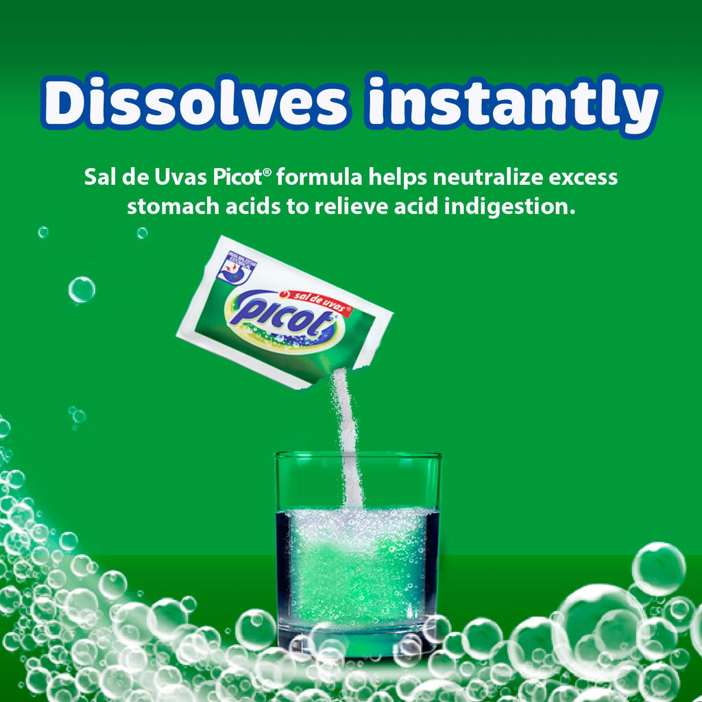 Sal de Uvas Picot, Effervescent Powder Solution, Antacid, 0.17 Oz, 8 Count (Pack of 6) Antacid Packets