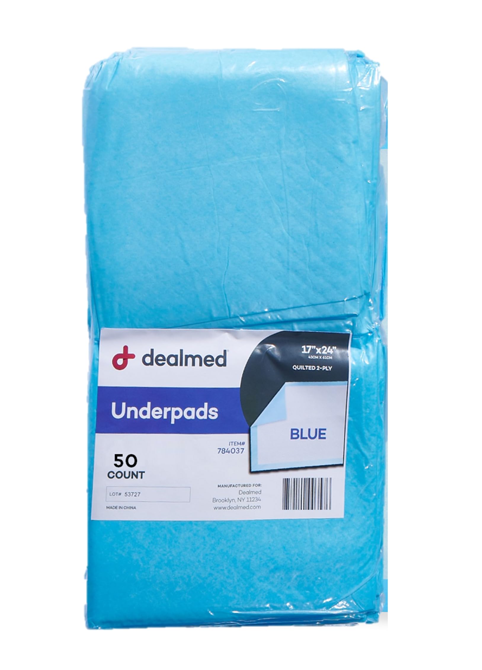 Dealmed Standard Non-Sterile Medical Underpads, Disposable 2-Ply Tissue Fill, 24 x 17, Blue, Perfect for Pet Pads, Furniture Pro