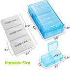 AUVON XL Weekly Pill Organizer 2 Times a Day, Pill Box 7 Day with One-Side Large Openings for Easy to Use, Blue AM PM Pill Case