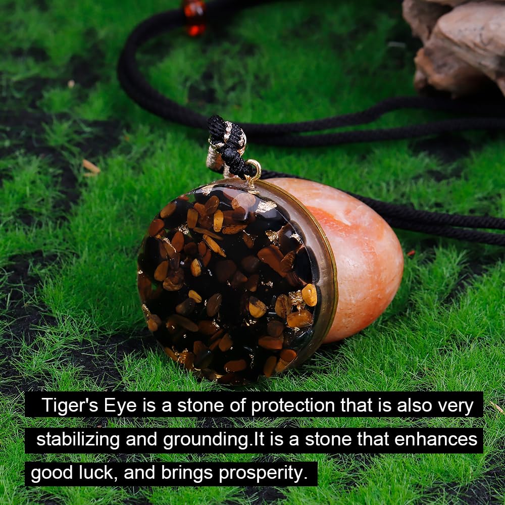 Da Piao Liang Tiger Eye Necklace With Rotatable Pendant Obsidian Energy Protection Adjustable Rope For Anxiety Healing Jewelry (