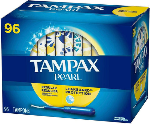 Tampax Pearl Regular Absorbency Unscented Tampons, 96 Count, Pack of 1
