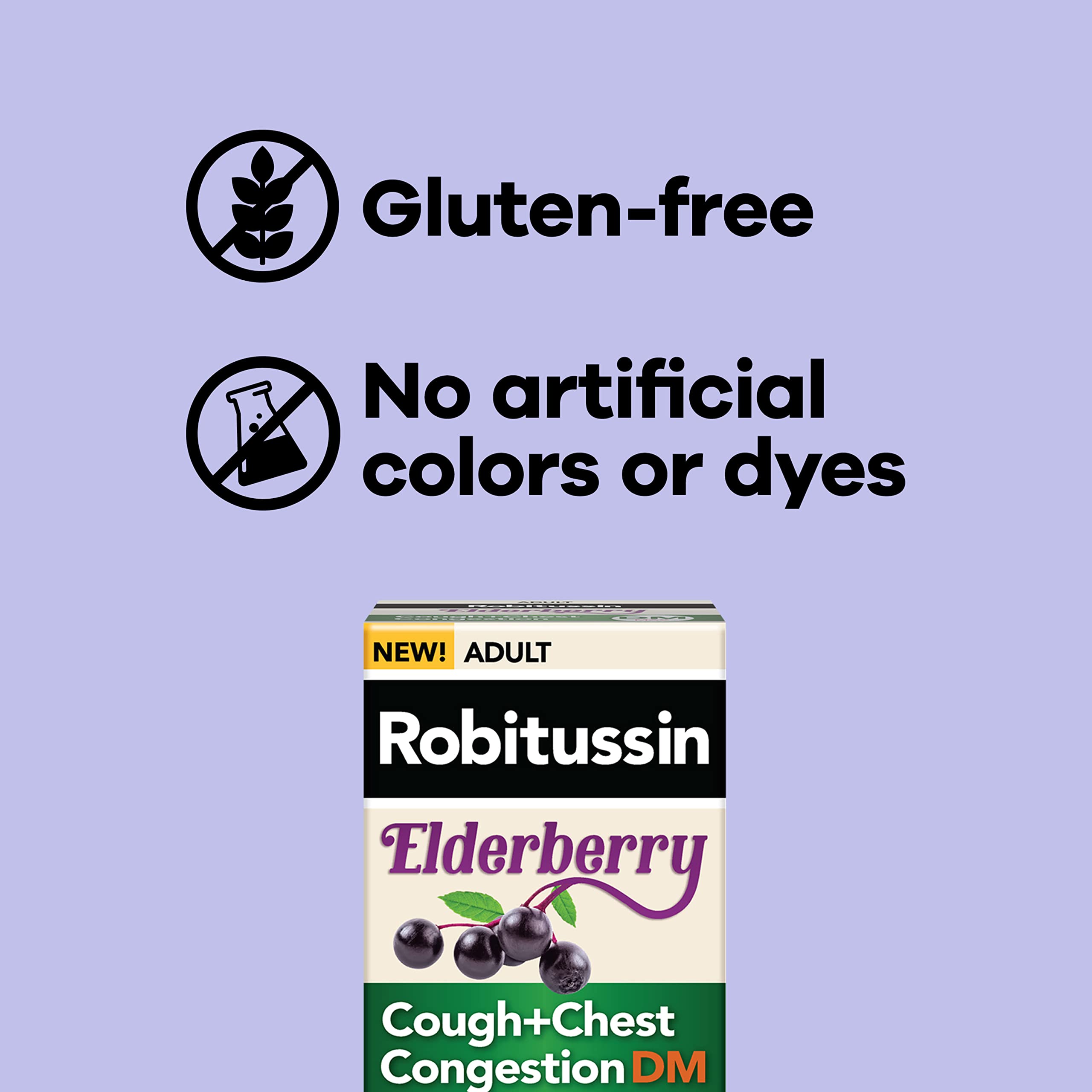 Robitussin Maximum Strength Elderberry Cough + Chest Congestion DM Cough Medicine for Adults, Cough and Chest Congestion Relief