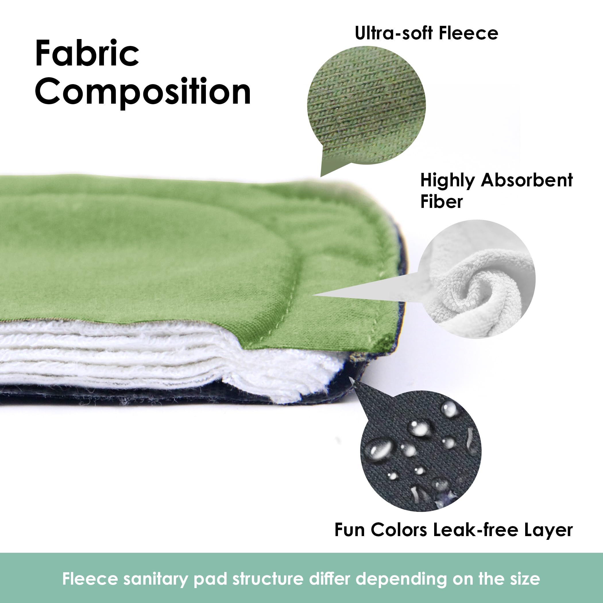 wegreeco 6 Pcs Reusable Menstrual Pads, Ultra Absorbent Cloth Pads for Period, Sanitary Pads for Teens, Women, Nonslip Panty Lin