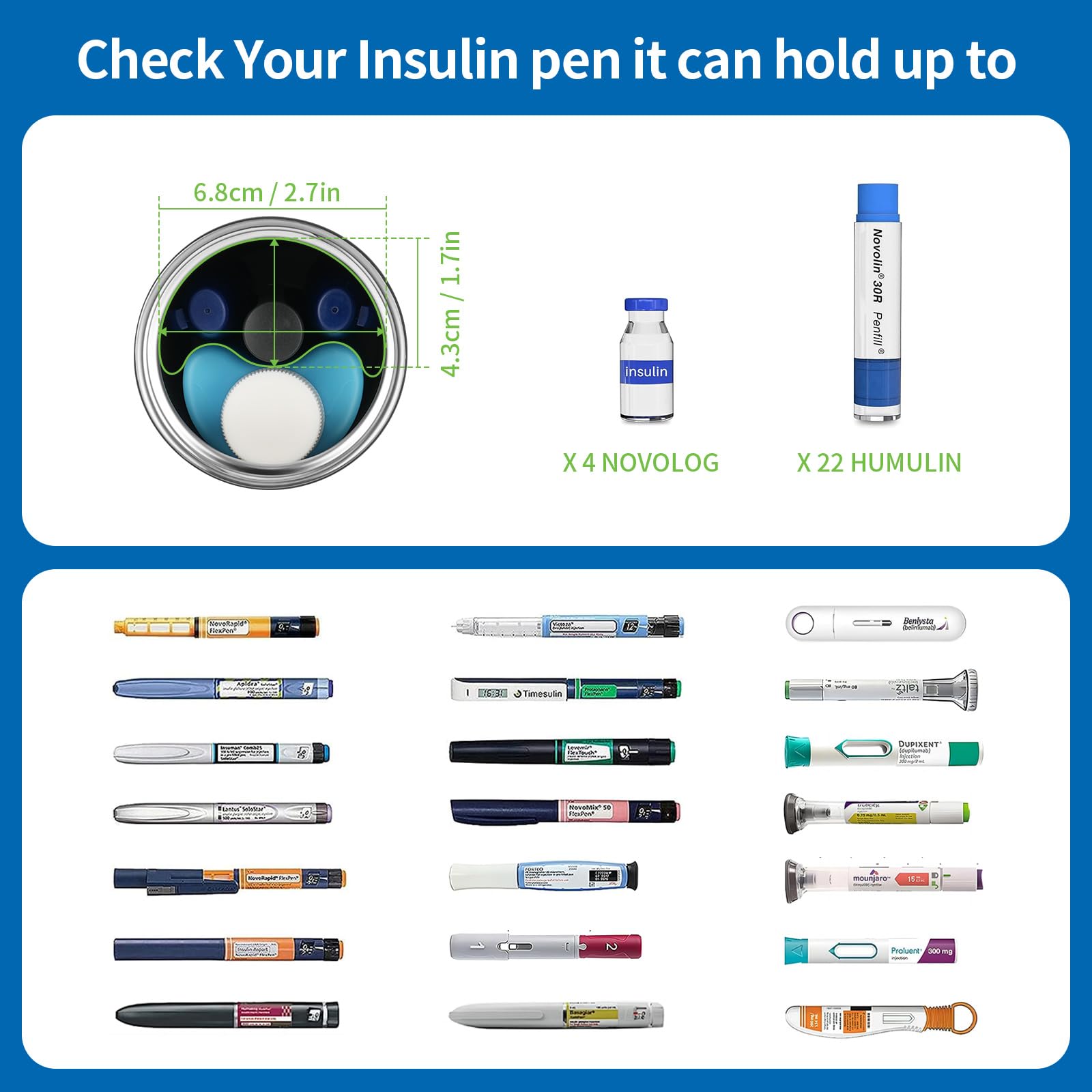 Insulin Cooler Travel Case, Medication Diabetes Supplies, 60H Insulin Pens Cold Bottle, 5-in-1 Diabetic Medicine Cooler, TSA App