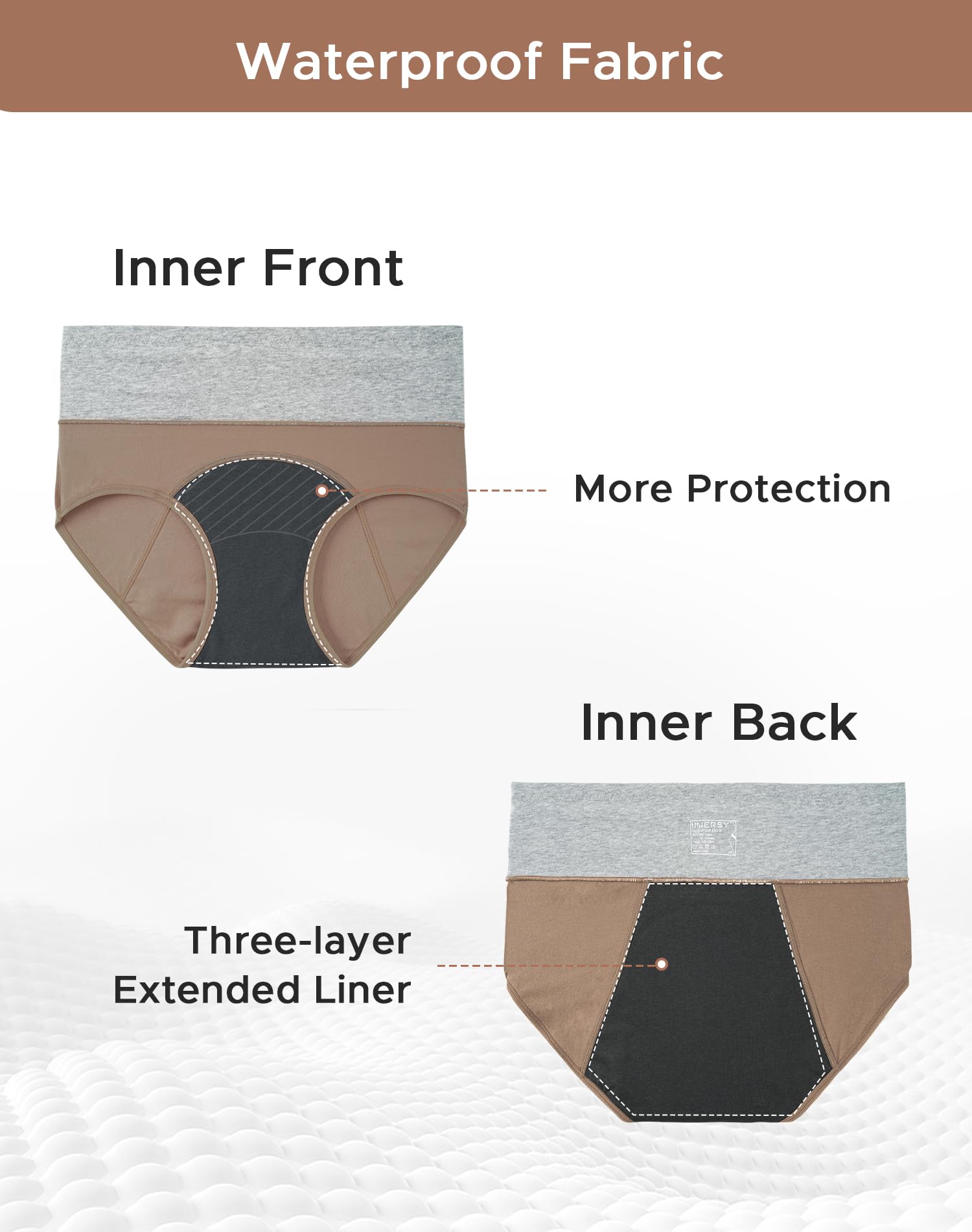 INNERSY Womens High Waisted Period Underwear Menstrual Leakproof Cotton Panties 3 Pack(Medium, Khaki/Aqua Blue/Lemon Yellow)