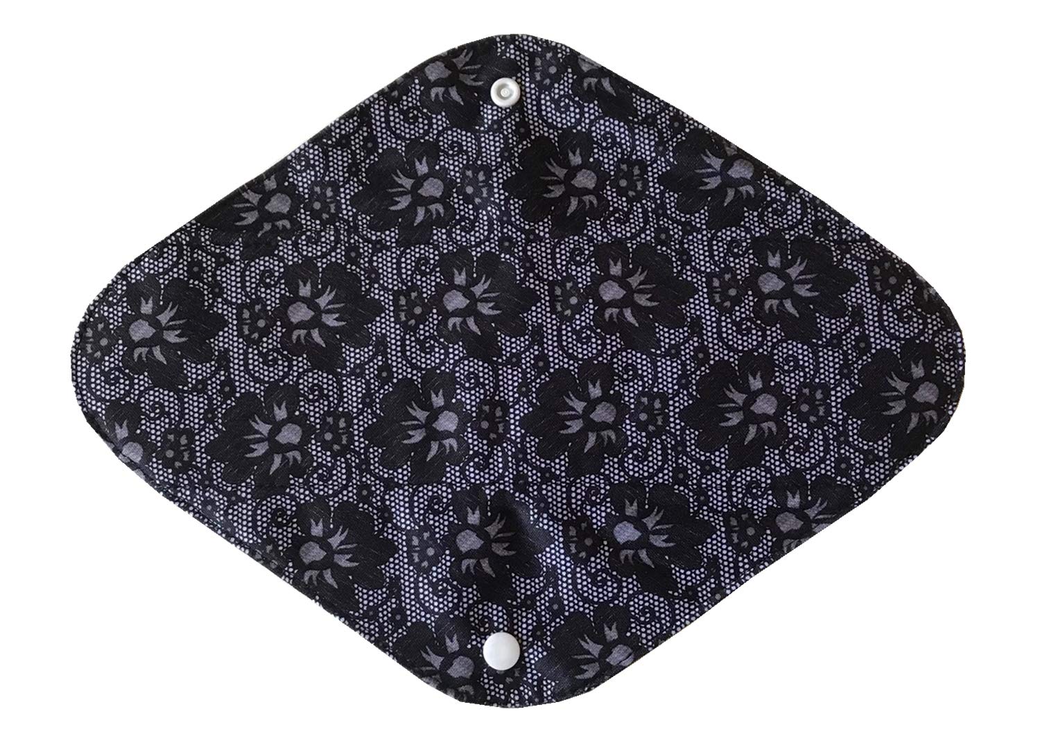 5 Pieces Charcoal Bamboo Mama Cloth/Menstrual Pads/Reusable Sanitary Pads (Black lace, Heavy (12 inch))