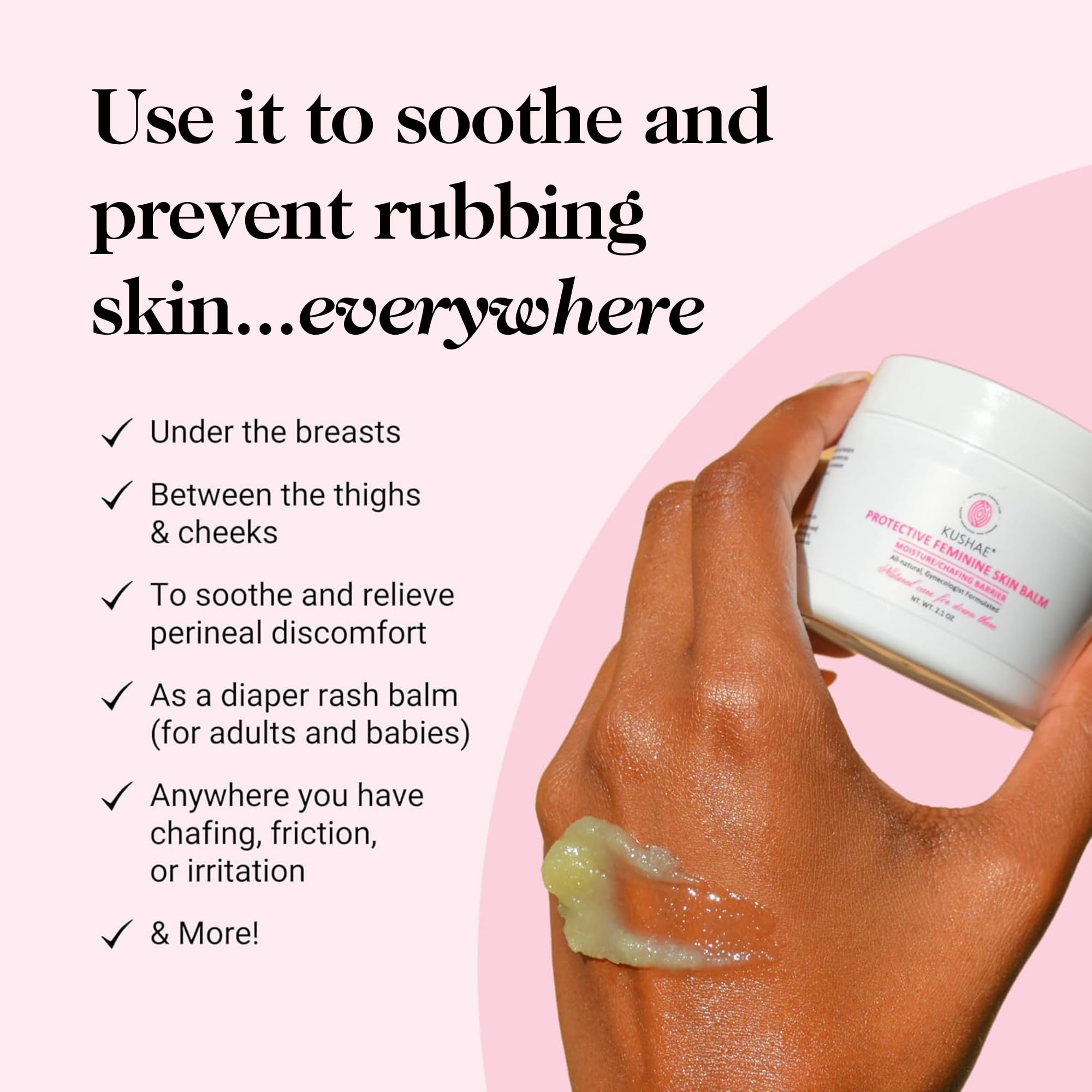 Kushae Protective Feminine Skin Balm, Refreshing & Soothing Vulva Moisturizer for Feminine Dryness, Menopausal Dryness, Fragranc