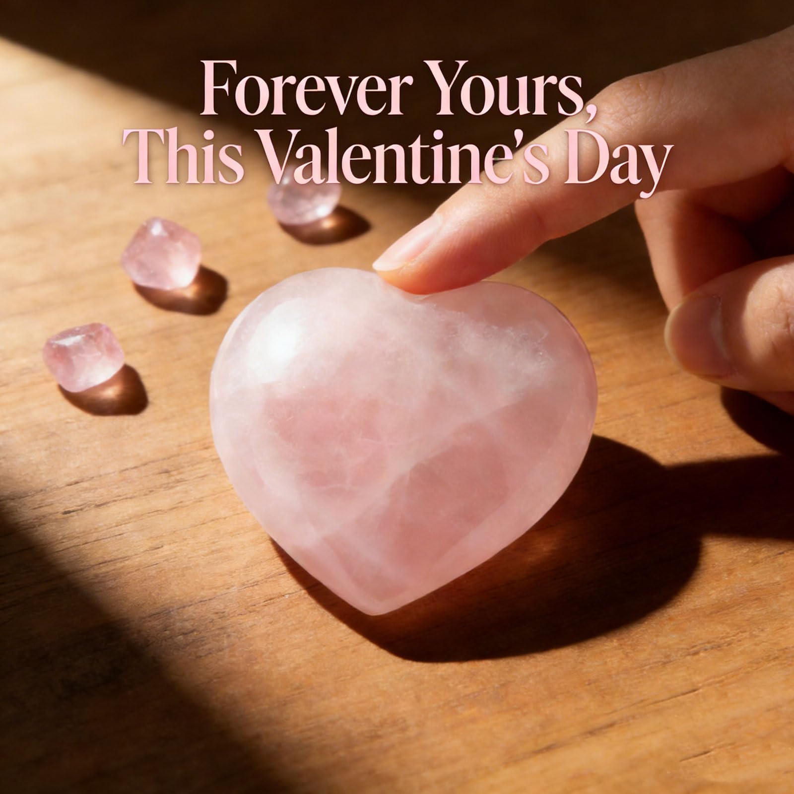 ideayard 45mm Rose Quartz Heart, Crystal Stone 1pcs Puff Heart, Love Palm Healing Stone Reiki Crystal Gemstone Worry Stones for