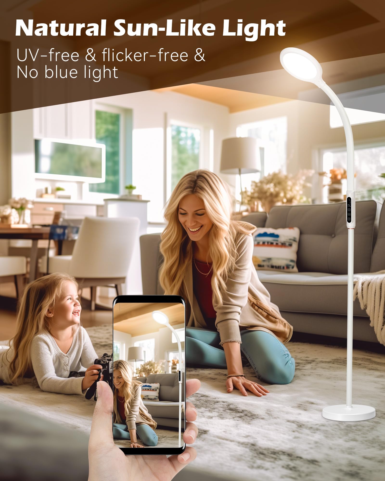 Aoife Light Therapy Lamp, 11000 Lux Sun Light Therapy Lamp, UV-Free Sunlight Lamp, 10 Brightness Levels, Full Spectrum Happy The