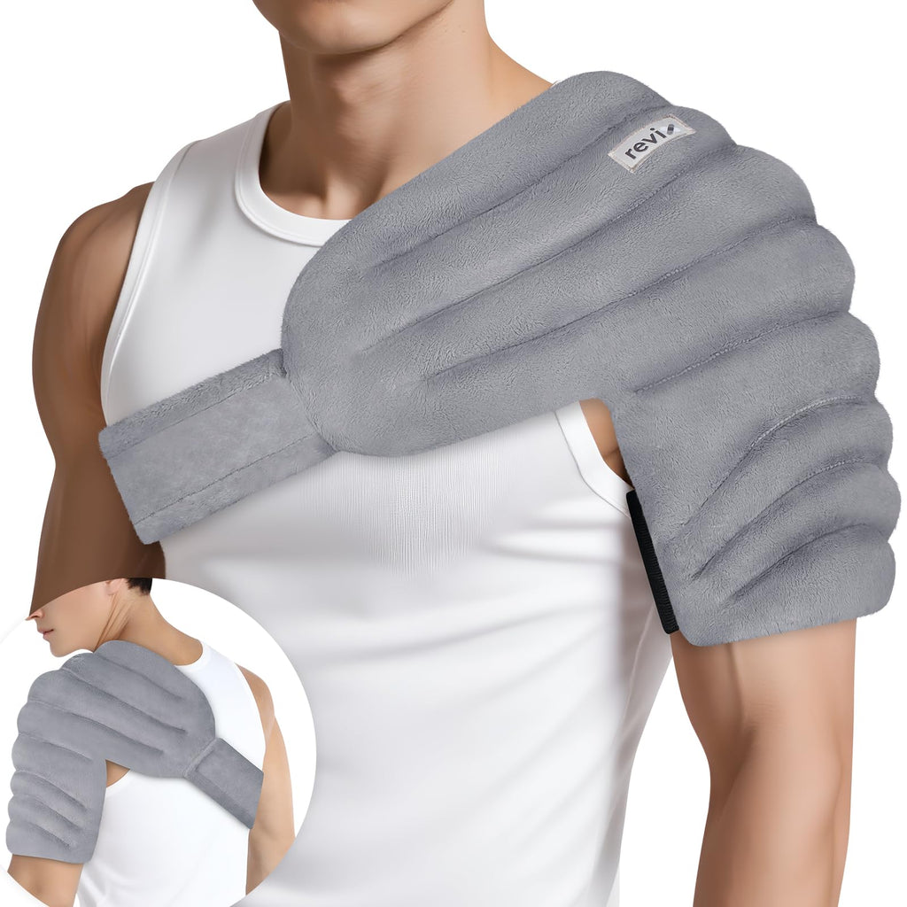REVIX Shoulder Heating Pad Microwavable for Rotator Cuff Discomfort Relief, Moist Heating Pads Microwavable with Adjustable Stra