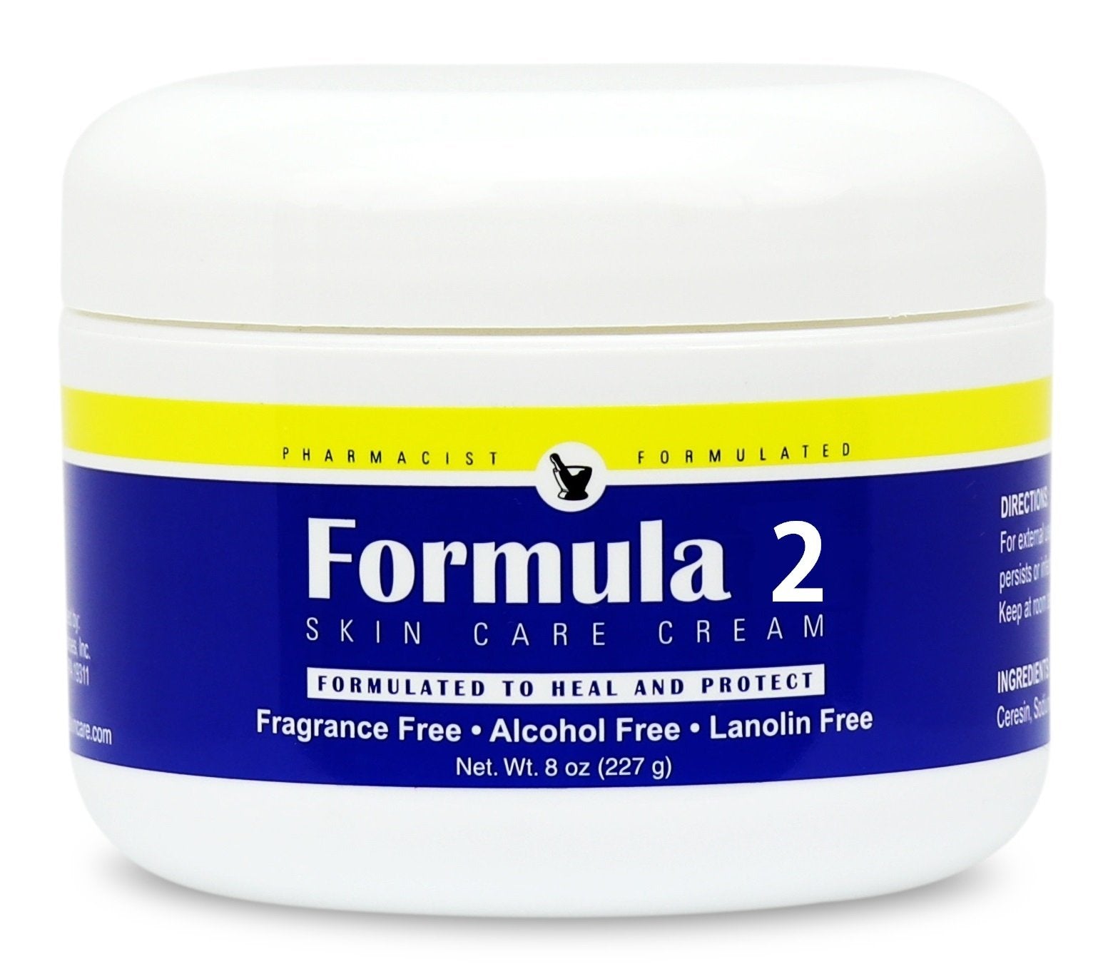 Formula 2 Skin Care Cream - 8 oz. jar Pharmacist Formulated Moisturizer and Barrier Cream